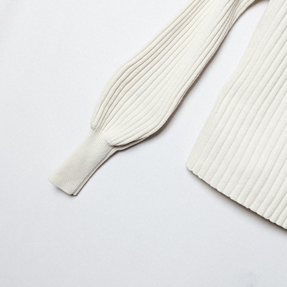 WILFRED Pearl Cardigan Sweater Oak White Ribbed Wool Cotton XXS ARITZIA - Picture 10 of 12